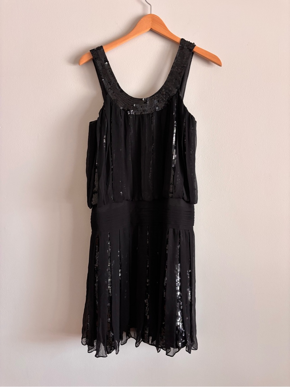 Pisarro Nights Black Sequin Scoop Neck Mini Dress. Flapper-esque.